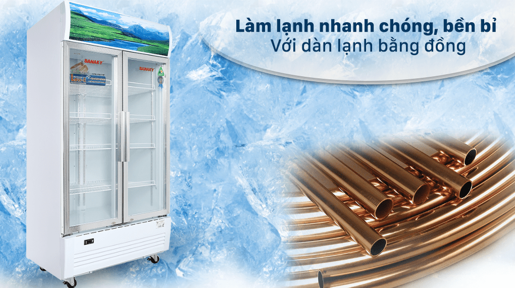 Làm lạnh nhanh, bền bỉ với dàn lạnh bằng đồng trên tủ mát TM.VH1009HP