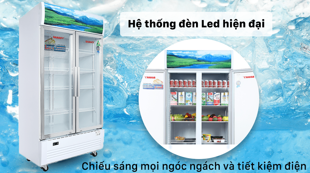 Tủ mát Sanaky VH1009HP trang bị đèn Led chiếu sáng tiện lợi