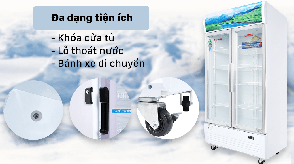 Tủ mát Sanaky TM.VH1009HP trang bị các tiện ích hỗ trợ tiện ích người dùng