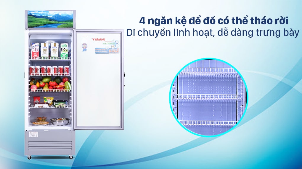 Ngăn kệ tủ mát Sanaky TM.VH358K3L dễ dàng tháo rời, vệ sinh