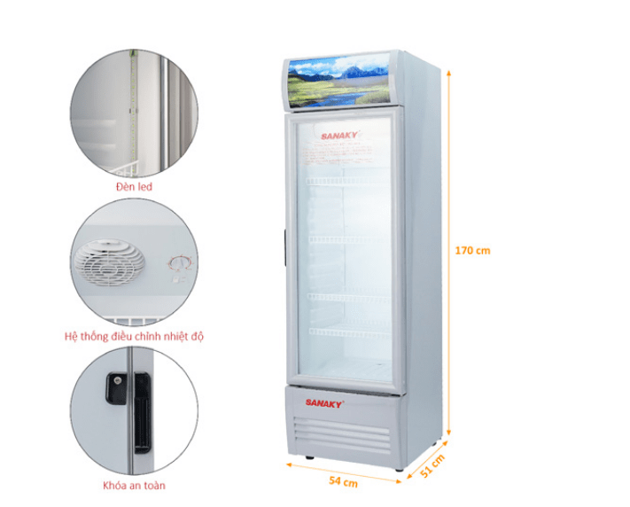 Hình ảnh tổng quát tủ mát Sanaky 210 lít VH258K