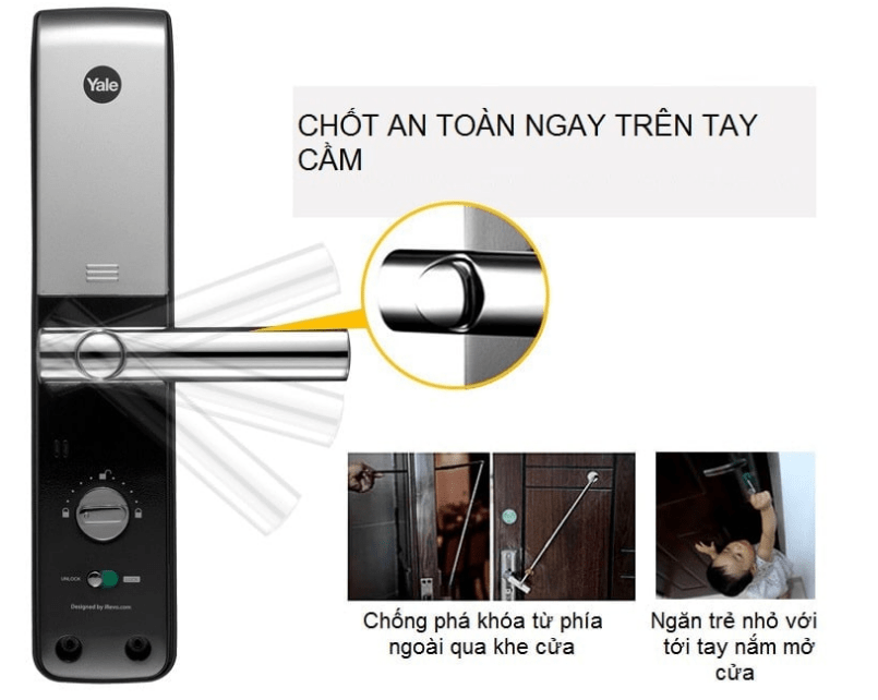Khoá điện tử Yale YMF 40-APAC 10 Chốt an toàn ngay trên tay cầm thuận tiện