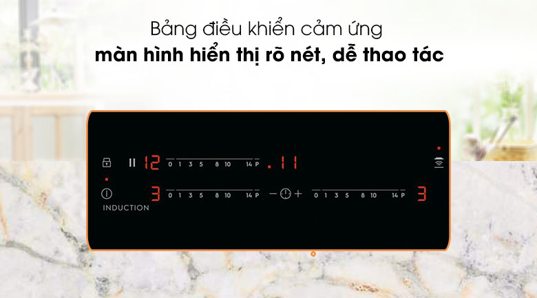 3. Bảng điều khiển cảm ứng với nhiều mức nhiệt giúp nấu nướng tiện lợi