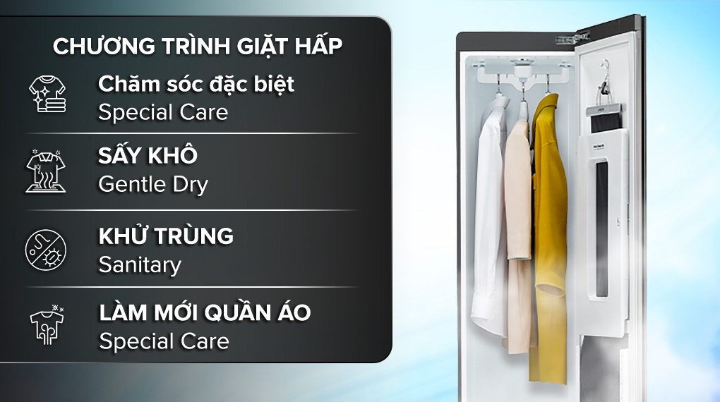 Tủ chăm sóc quần áo thông minh LG S3MFC - Chương trình giặt