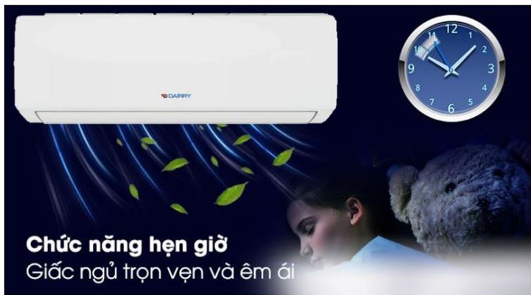 9. Máy lạnh Dairy thế hệ mới sở hữu tính năng hẹn giờ tắt vào ban đêm cho giấc ngủ ngon