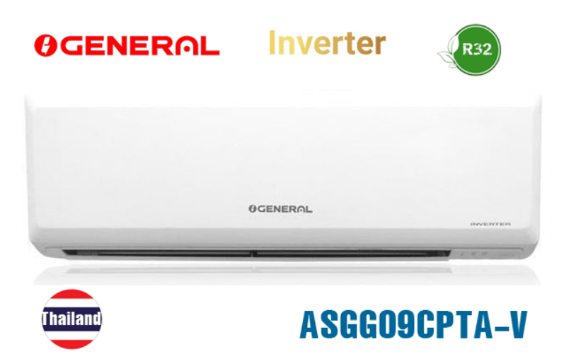1. Điều hòa General ASGG09CPTA-V 9000BTU 1 chiều inverter có thiết kế hiện đại sang trọng