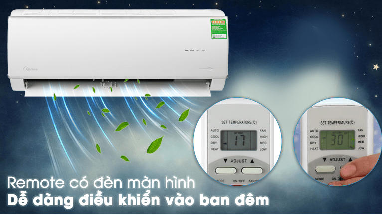 10. Remote có đèn màn hình giúp thao tác vào ban đêm thuận lợi