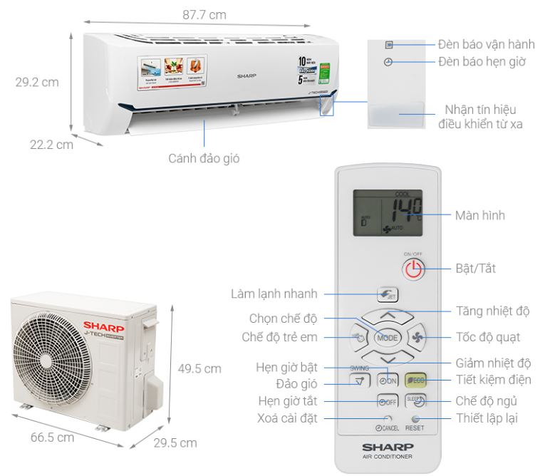 1. Tổng quan điều hòa Sharp AH-X12XEW 12000BTU 1 chiều inverter