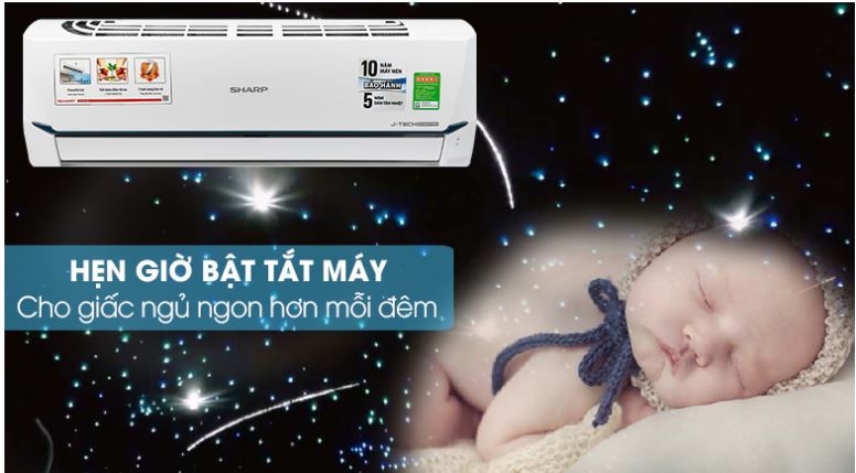 8. Điều hòa inverter Sharp AH X12XEW có chức năng hẹn giờ bật, tắt máy lạnh tiện lợi