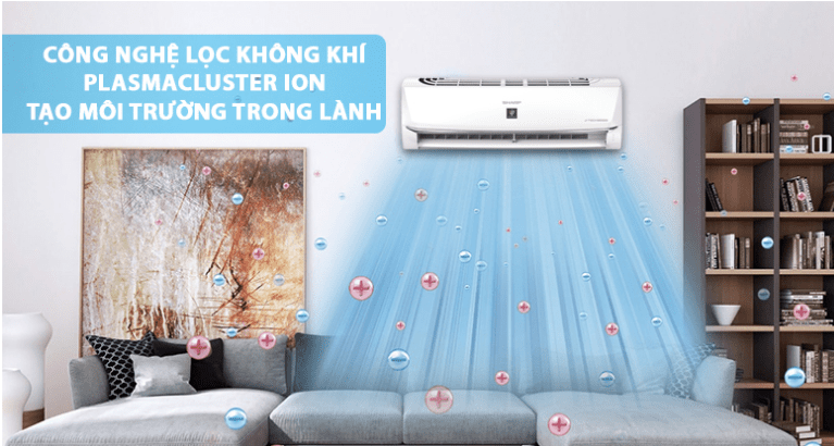 Điều hòa Sharp 18000BTU AH-XP18WMW 1 chiều inverter 8 Điều hòa inverter Sharp sở hữu công nghệ diệt khuẩn, lọc không khí cao cấp Plasmacluster ion