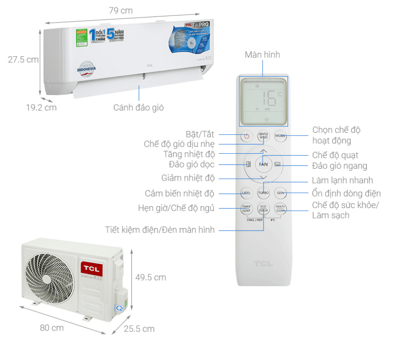 Điều hòa TCL TAC-10CSD/TPG11 9000BTU Inverter 5 1. Hình ảnh tổng quát điều hoà TCL 9000BTU Inverter TAC-10CSD/TPG11