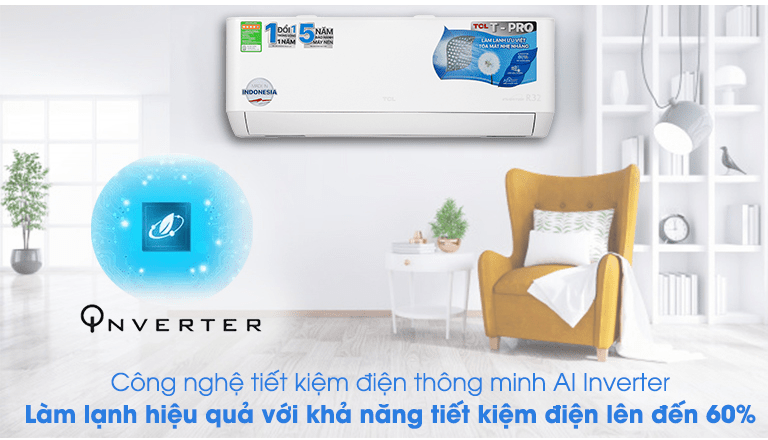 Điều hòa TCL TAC-10CSD/TPG11 9000BTU Inverter 7 3, Công nghệ AI Inverter giúp tiết kiệm điện hiệu quả trên điều hoà TCL TAC 10CSD/TPG11