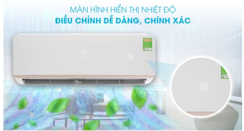 Điều hòa Electrolux ESV09CRR-C6 9000BTU 1 chiều inverter 15 11. Dàn máy lạnh Electrolux dễ dàng quan sát, điều chỉnh nhiệt độ nhờ màn hình LED trên dàn lạnh