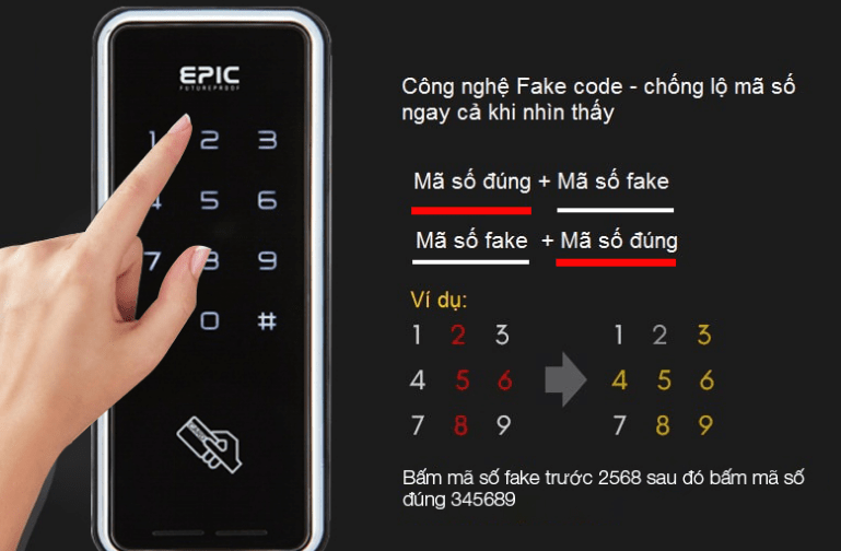 KHÓA CỬA ĐIỆN TỬ EPIC TOUCH HOOK 5 Tính năng mã số ảo chống lộ mật khẩu tiên tiên thông minh