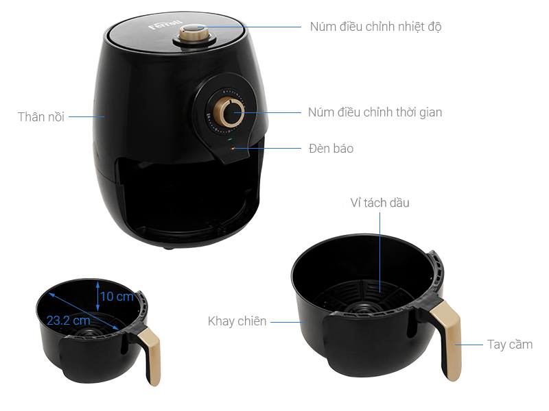 Nồi chiên không dầu Ferroli FAF-5.0M3 5 lít 5 Nồi chiên không dầu Ferroli FAF-5.0M3 5 lít