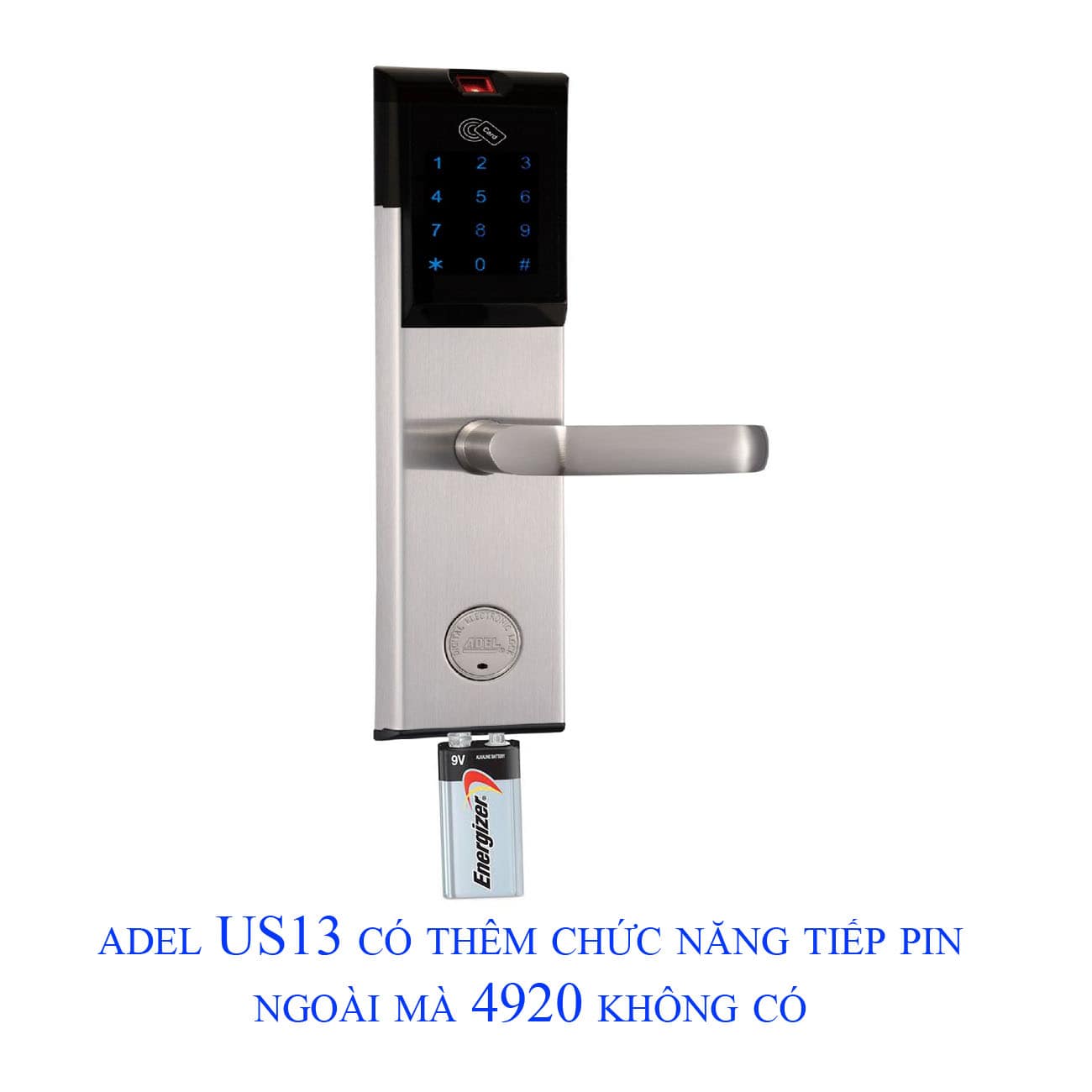6. Thông tin nguồn điện của khoá điện tử ADEL US13