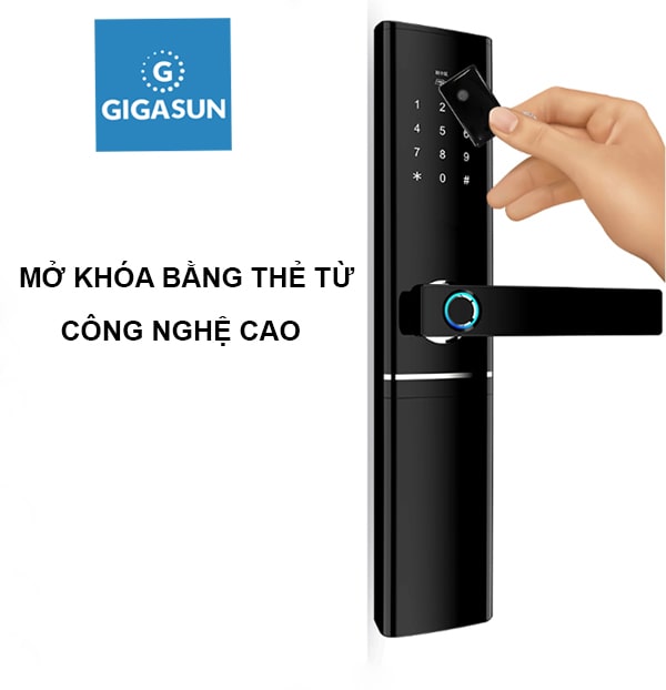 Khoá cửa vân tay Gigasun D07B - Mã số, thẻ từ, App 11 Mở khóa bằng thẻ từ