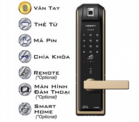 3. Khóa cửa vân tay Hione H-5290 đa dạng phương thức mở cửa