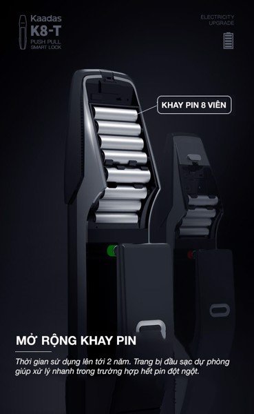 7. Khay pin thiết kế rộng, tiện lợi