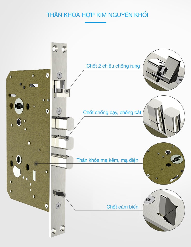 1. Khoá cửa vân tay Kaadas K8-T thiết kế màn hình cảm ứng cao cấp