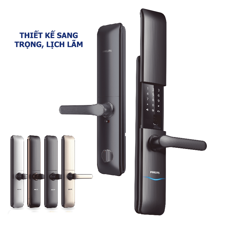 1. Khoá cửa vân tay Philips EASYKEY 7200 thiết kế sang trọng, an toàn và bền bỉ