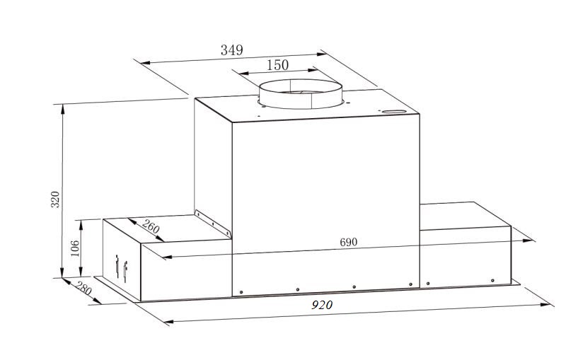 Máy hút mùi Kaff KF-BI90PR 5 Kích thước lắp đặt