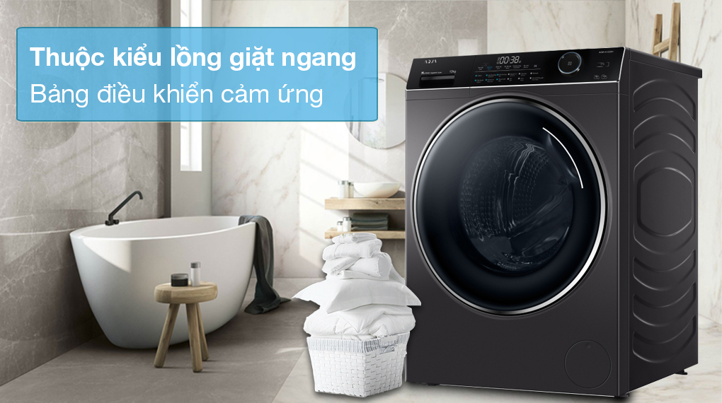Máy giặt Aqua Inverter 12 kg AQD-A1200H PS - Thiết kế lồng giặt ngang, bảng điều khiển cảm ứng sang trọng Máy giặt Aqua Inverter 12 kg AQD-A1200H PS - Thiết kế lồng giặt ngang, bảng điều khiển cảm ứng sang trọng