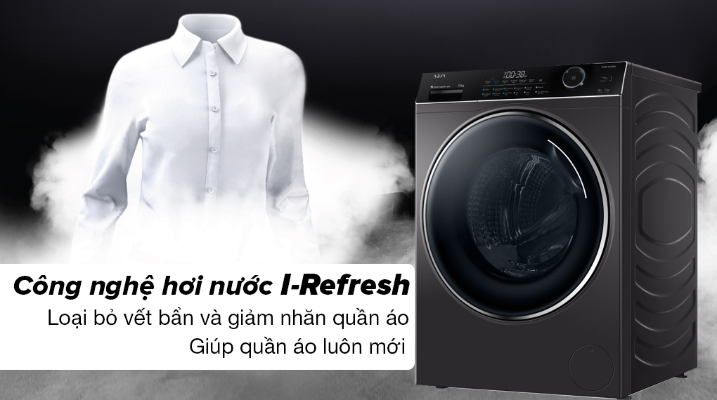 Máy giặt Aqua Inverter 12 kg AQD-A1200H PS -Công nghệ hơi nước I-Refresh giúp quần áo luôn mới, giảm nhăn và loại bỏ vết bẩn hiệu quả Máy giặt Aqua Inverter 12 kg AQD-A1200H PS -Công nghệ hơi nước I-Refresh giúp quần áo luôn mới, giảm nhăn và loại bỏ vết bẩn hiệu quả