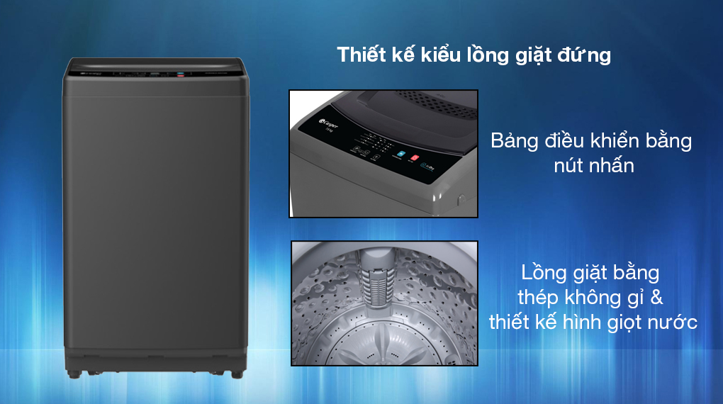 Máy giặt Casper Inverter 7.5 kg WT-75NG1 - Thiết kế kiểu lồng giặt đứng