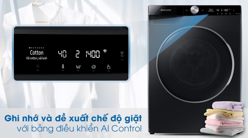 Máy giặt Samsung inverter 10kg WW10TP44DSB/SV 7 Bảng điều khiển thông minh AI Control đề xuất chế độ giặt phù hợp nhất