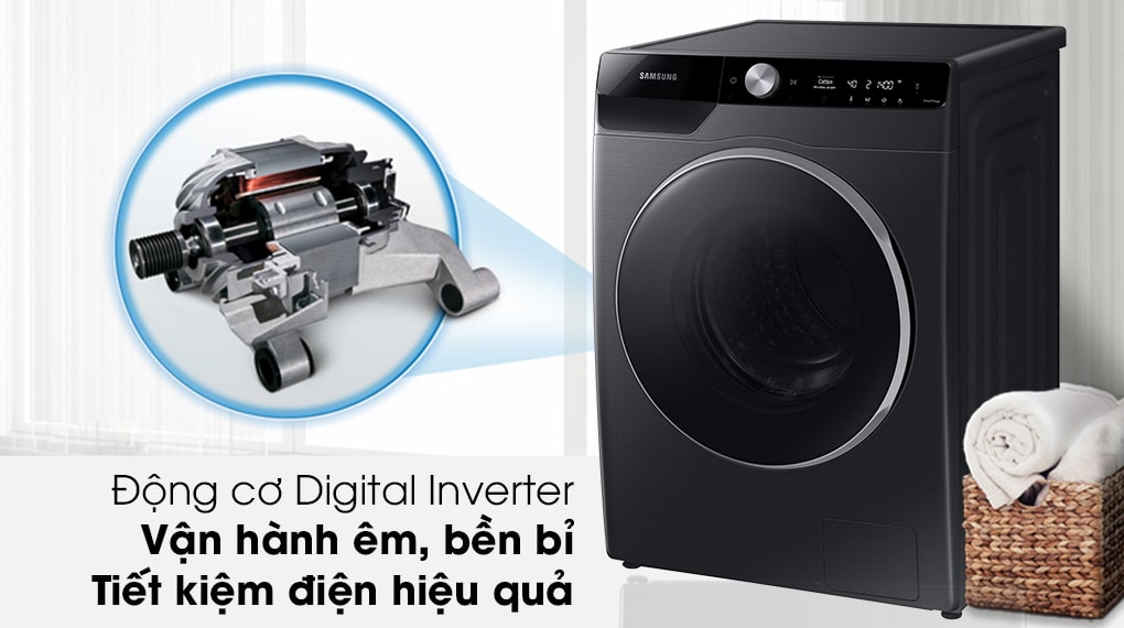 Máy giặt Samsung inverter 10kg WW10TP44DSB/SV 6 Động cơ Digital Inverter nâng cao hiệu quả tiết kiệm điện trên máy giặt WW10TP44DSBSV