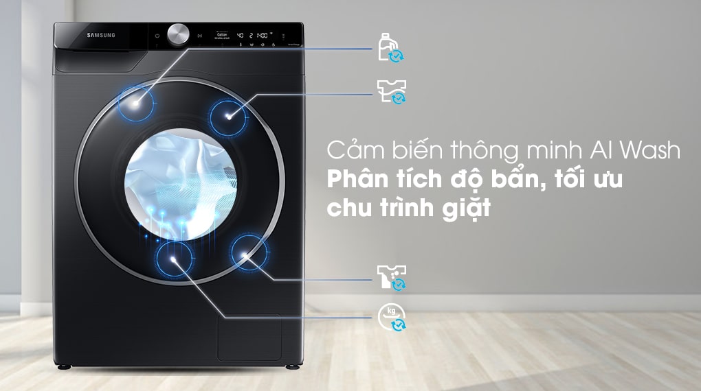 Máy giặt Samsung inverter 10kg WW10TP44DSB/SV 9 Công nghệ giặt thông minh AI Wash trên máy giặt Samsung WW10TP44DSB/SV