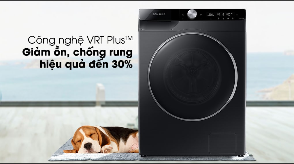 Máy giặt Samsung inverter 10kg WW10TP44DSB/SV 13 Công nghệ VRT Plus™ giảm thiểu tiếng ồn, chúng rung lắc hiệu quả