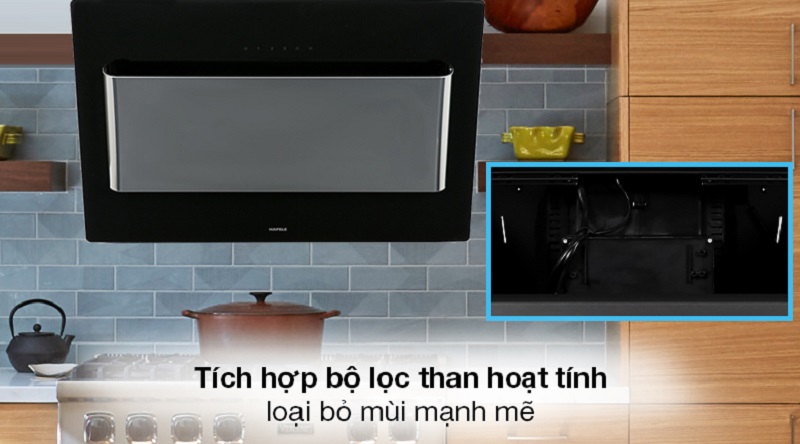 Máy hút mùi Hafele HH-WVG90B 539.89.335 10 7. Máy hút mùi Hafele HH-WVG90B 539.89.335 xử lý mùi, khói bằng than hoạt tính