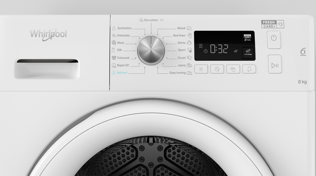Máy sấy ngưng tụ Whirlpool FFTCM118XB EE 11 Tổng quan thiết kế máy sấy quần áo Whirlpool 8 kg FFTCM118XB EE giá rẻ chính hãng