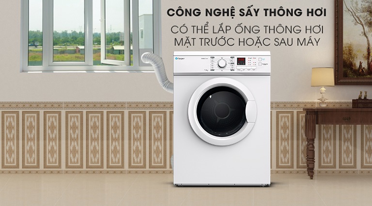 Máy sấy quần áo Casper TD-72VWD công nghệ sấy thông hơi giúp quần áo khô nhanh chóng