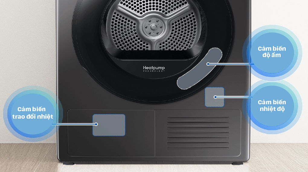 Máy sấy bơm nhiệt Samsung 9Kg DV90TA240AX/SV 13 SamSung 9Kg DV90TA240AX/SVtích hợp 3 cảm biến thông minh Optimal Dry