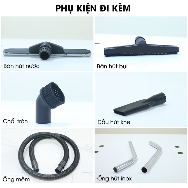 Phụ kiện đi kèm máy hút bụi công nghiệp Pertek PT501