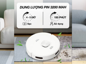 Robot hút bụi lau nhà Hitachi RV-X20M - Dung lượng pin