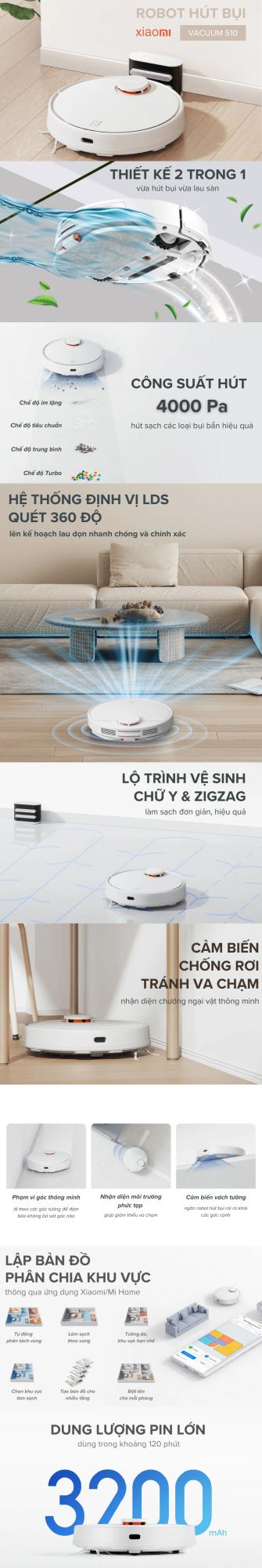 Robot hút bụi lau nhà Xiaomi Vacuum S10 Robot hút bụi lau nhà Xiaomi Vacuum S10