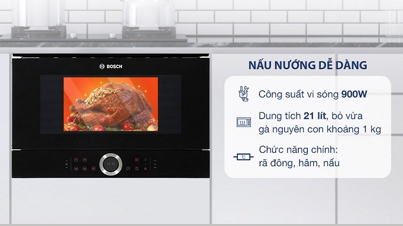 Đặc điểm lò vi sóng Bosch HMH.BFL634GB1B 21 lít âm tủ