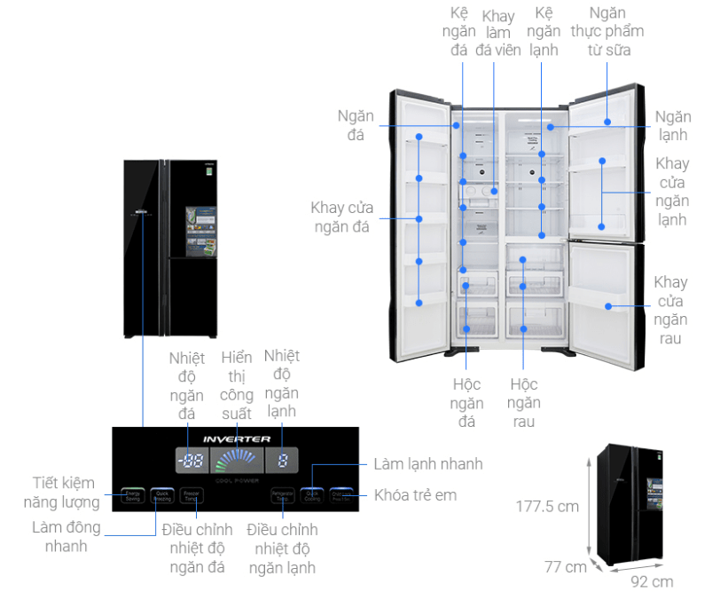 1. Tổng quan tủ lạnh Hitachi 600 lít Inverter R-FM800PGV2 GBK