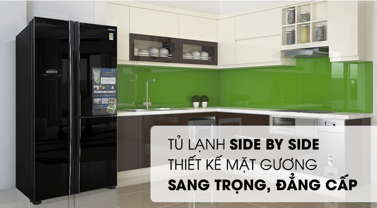 3. Tủ lạnh Hitachi side by side R-FM800PGV2 GBK có thiết kế thời thượng, đẹp mắt