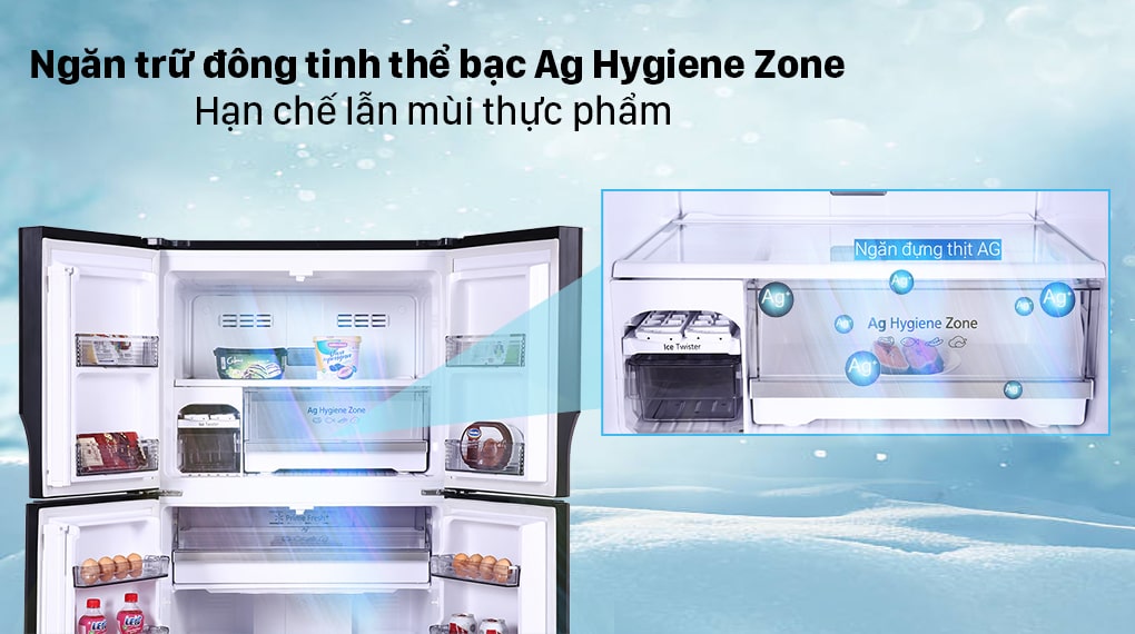 Ngăn trữ đông tinh thể bạc Ag Hygiene Zone giảm thiểu tình trạng lẫn mùi thực phẩm
