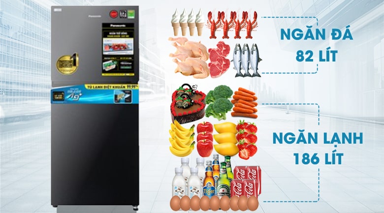 Tủ lạnh Panasonic inverter 268 Lít NR-TV301VGMV 5 Tủ lạnh ngăn đá trên Panasonic NR TV301VGMV phù hợp cho gia đình từ 2 – 3 người