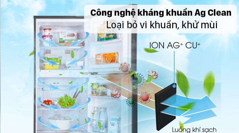 Tủ lạnh Panasonic inverter 268 Lít NR-TV301VGMV 7 Công nghệ kháng khuẩn Ag Clean giúp khử mùi, loại bỏ vi khuẩn gây hại