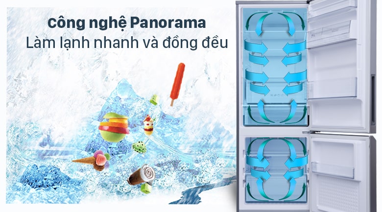 Tủ lạnh Panasonic inverter 268 Lít NR-TV301VGMV 6 Công nghệ Panorama mang hơi lạnh đồng đều khắp tủ