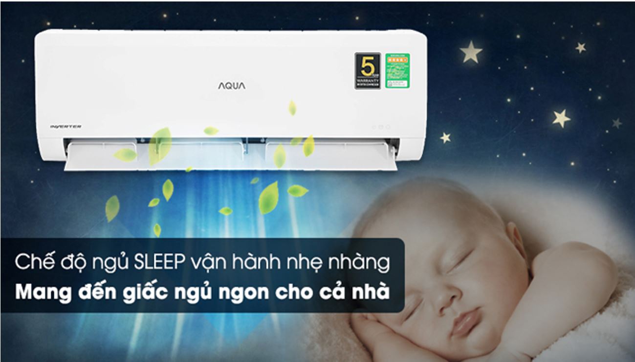 Điều hòa Aqua AQA-RV13QA Inverter 12500 BTU 19 Điều hòa Aqua AQA-RV13QA giúp trọn vẹn giấc ngủ cùng với chế độ SLEEP