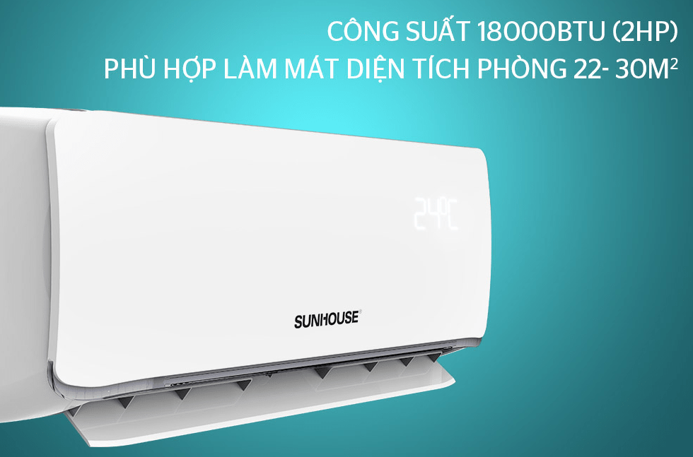 2. Điều hòa Sunhouse SHR-AW18C310 1 chiều 18000BTU phù hợp cho phòng có diện tích từ 15-20m2
