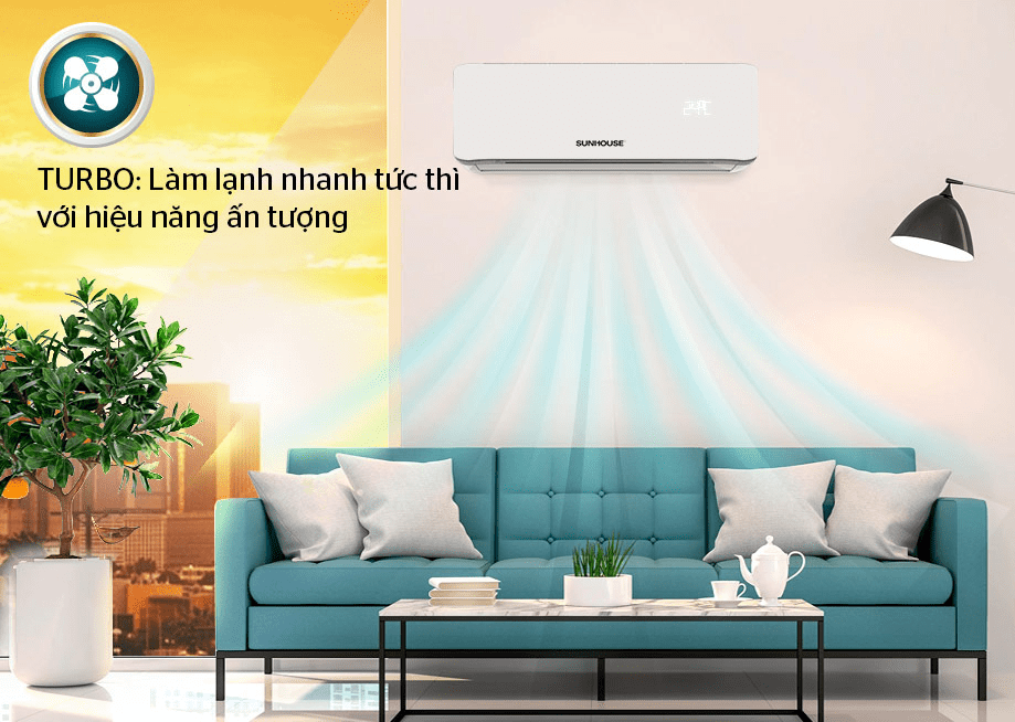 6. Chế độ Turbo làm lạnh nhanh chóng trên máy lạnh Sunhouse AW18C310 